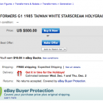 Ballzac auction of the week – White 4-Star Starscream seeker knock-off $500
