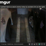 When sworn enemies meet in the parking garage