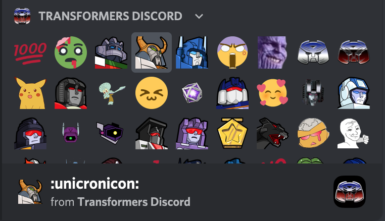 Custom Transformers Emoticons on Discord server