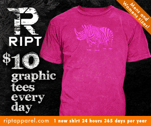 RIPT Apparel $10 artistic t-shirts for 24-hours