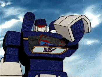 Funny animated GIF of Soundwave and his tape minions