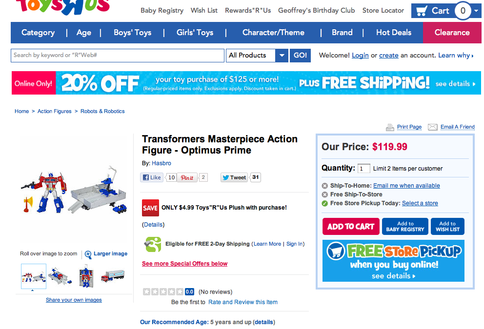 Masterpiece Optimus Prime price is now $120